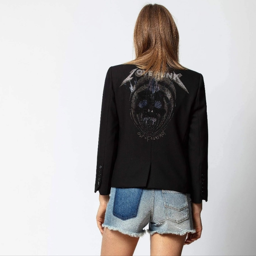 EUC Zadig & Voltaire Violon Strass Skull Jacket EU34 - Picture 11 of 11